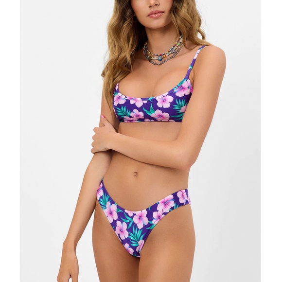 Frankie's Bikinis Purple Hibiscus 2 Piece Swimsuit (Dallas Top & Katarina Bottom - Picture 4 of 8